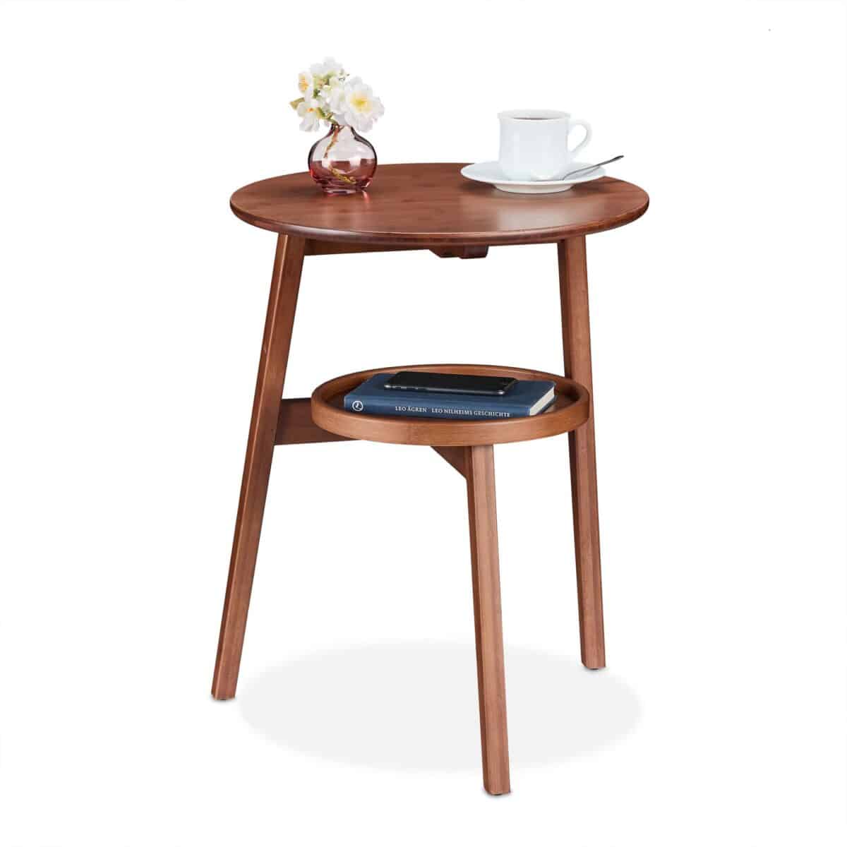 Masuta de cafea rotunda, decorativa si eleganta, maro, 60 x 47 x 40 cm - imagine 2