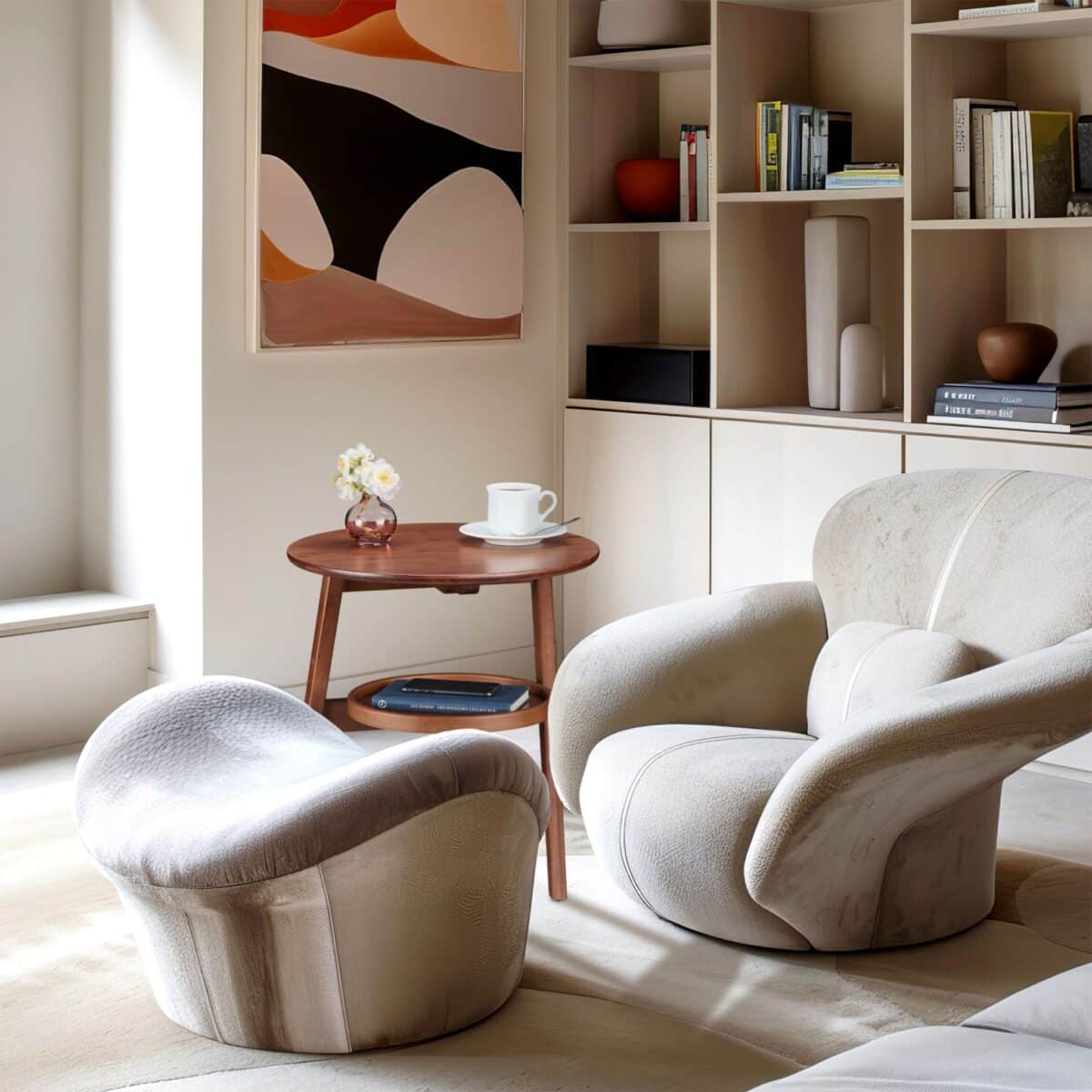 Masuta de cafea rotunda, decorativa si eleganta, maro, 60 x 47 x 40 cm - imagine 3