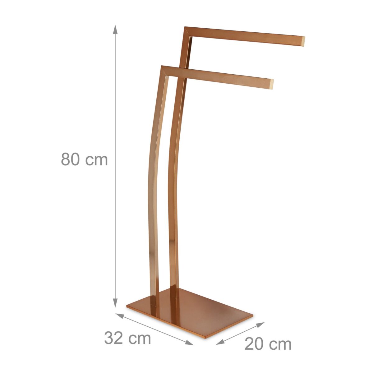 Suport metalic pentru prosoape, 2 bare, 84 x 32 x 20 cm, cupru - imagine 4