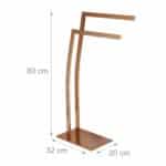 Suport metalic pentru prosoape, 2 bare, 84 x 32 x 20 cm, cupru - imagine 4