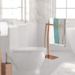 Suport metalic pentru prosoape, 2 bare, 84 x 32 x 20 cm, cupru - imagine 5