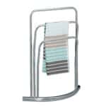Suport metalic pentru prosoape, 3 bare, 85 x 66 x 20 cm, argintiu