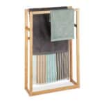 Suport prosoape, cu 5 rafturi, din bambus, 90 x 60 x 20 cm, natur