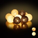 Ghirlanda luminoasa, 10 bile, diametrul 6 cm, negru/gri/alb, Relaxdays