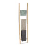 Suport prosoape tip scara pliabil, 4 trepte, din bambus, 180 x 42 x 2 cm, natur