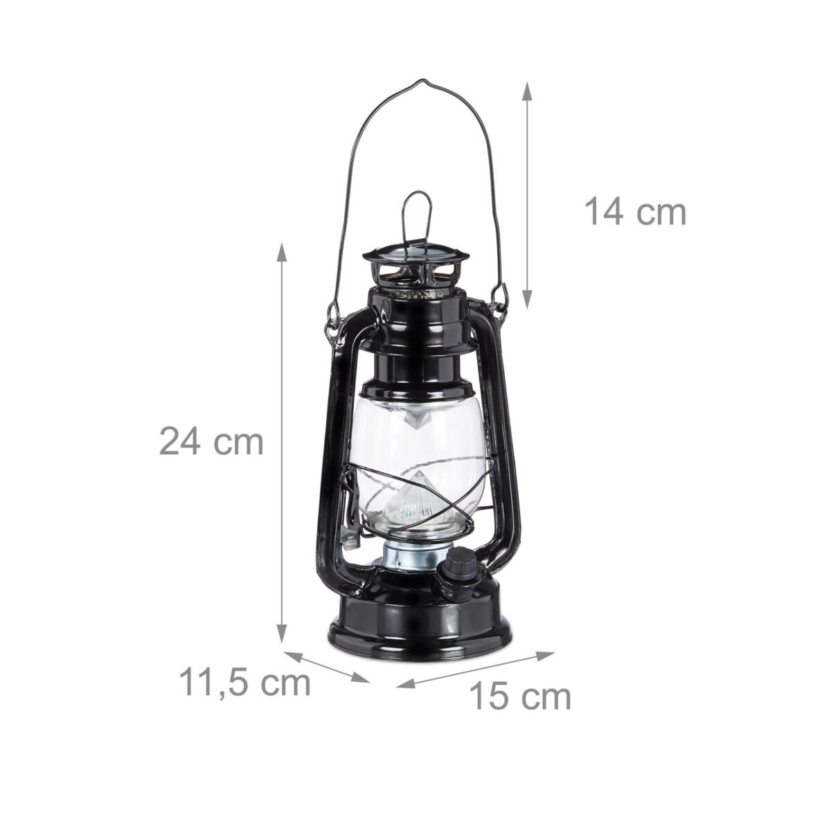 Felinar decorativ, pe baterii, interior - exterior, negru, Relaxdays - imagine 4