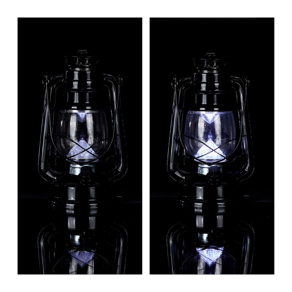 Felinar decorativ, pe baterii, interior - exterior, negru, Relaxdays - imagine 6