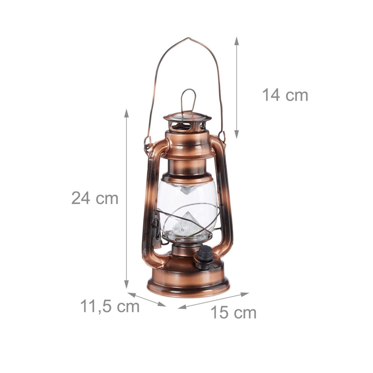 Felinar decorativ, pe baterii, interior - exterior, bronz, Relaxdays - imagine 5
