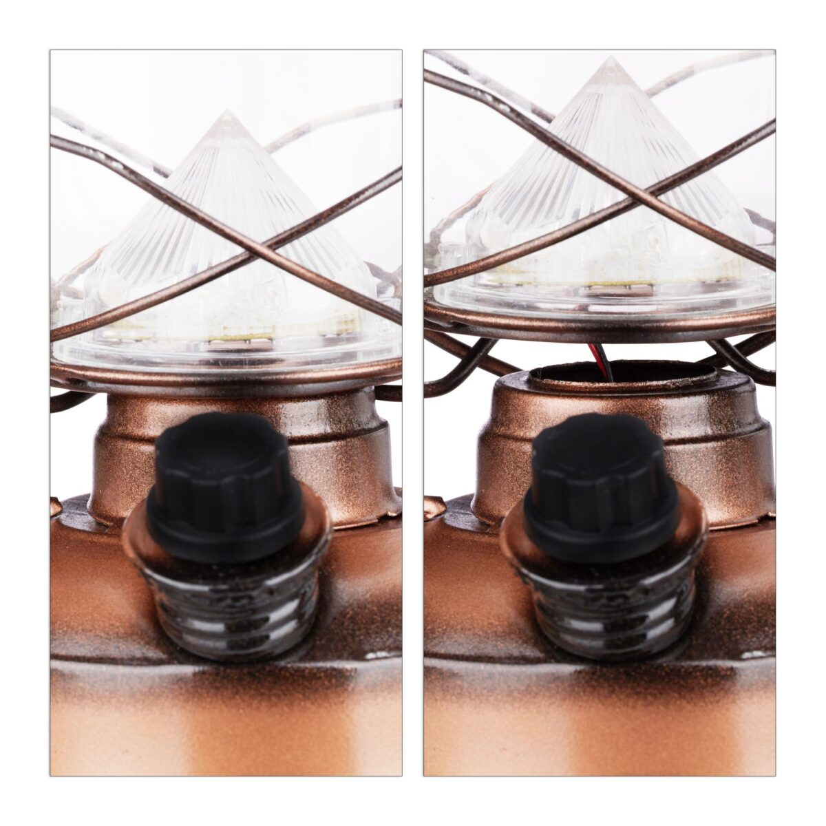 Felinar decorativ, pe baterii, interior - exterior, bronz, Relaxdays - imagine 8