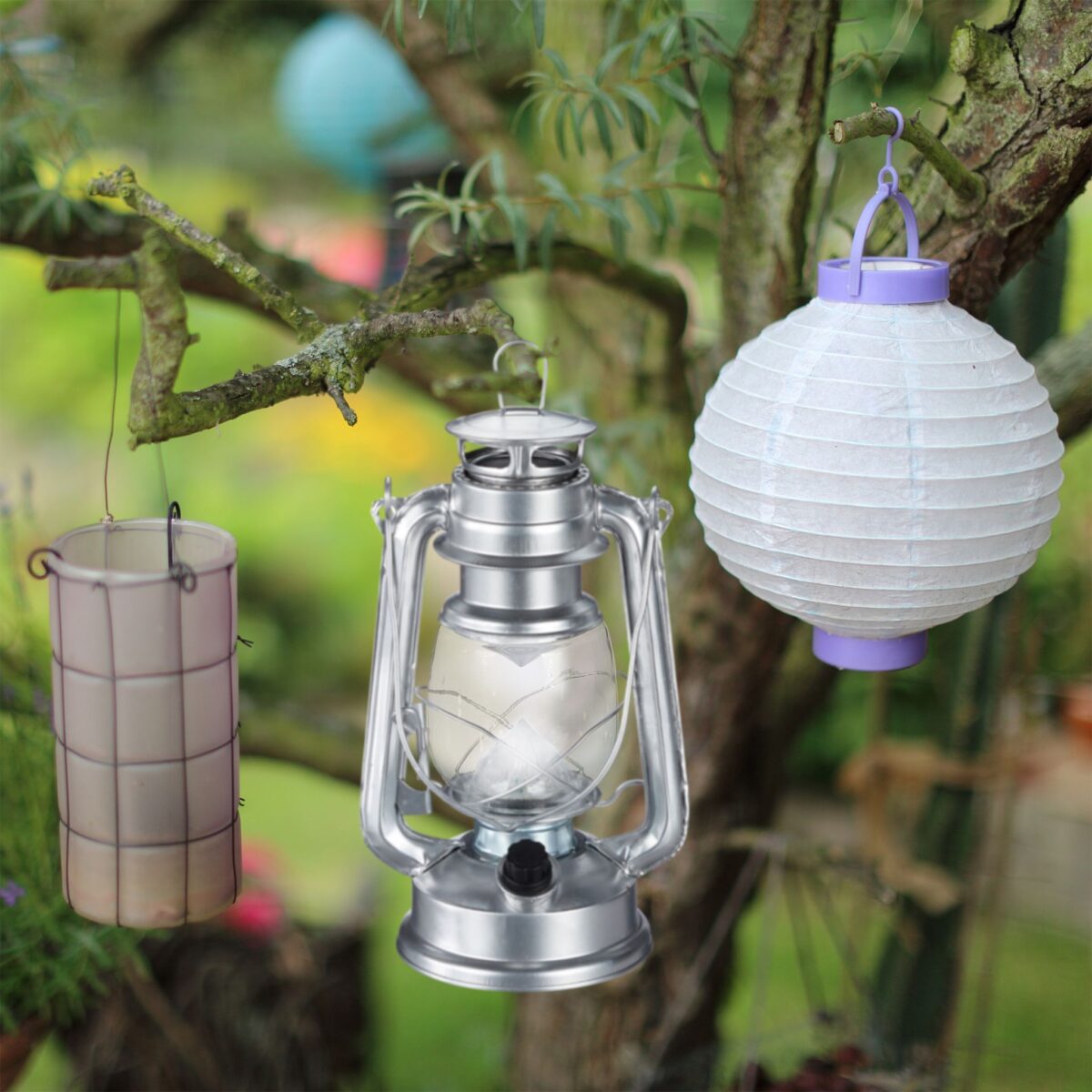 Felinar decorativ, pe baterii, interior - exterior, gri, Relaxdays - imagine 9