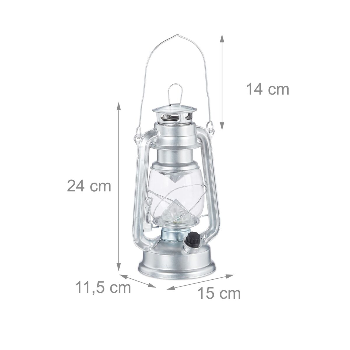 Felinar decorativ, pe baterii, interior - exterior, gri, Relaxdays - imagine 3