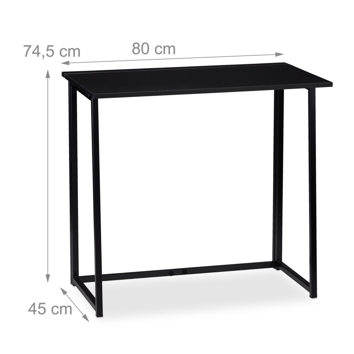 Birou pliabil, design modern, negru, 74,5 x 80 x 45 cm - imagine 6