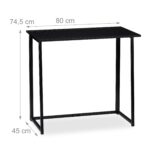 Birou pliabil, design modern, negru, 74,5 x 80 x 45 cm - imagine 6