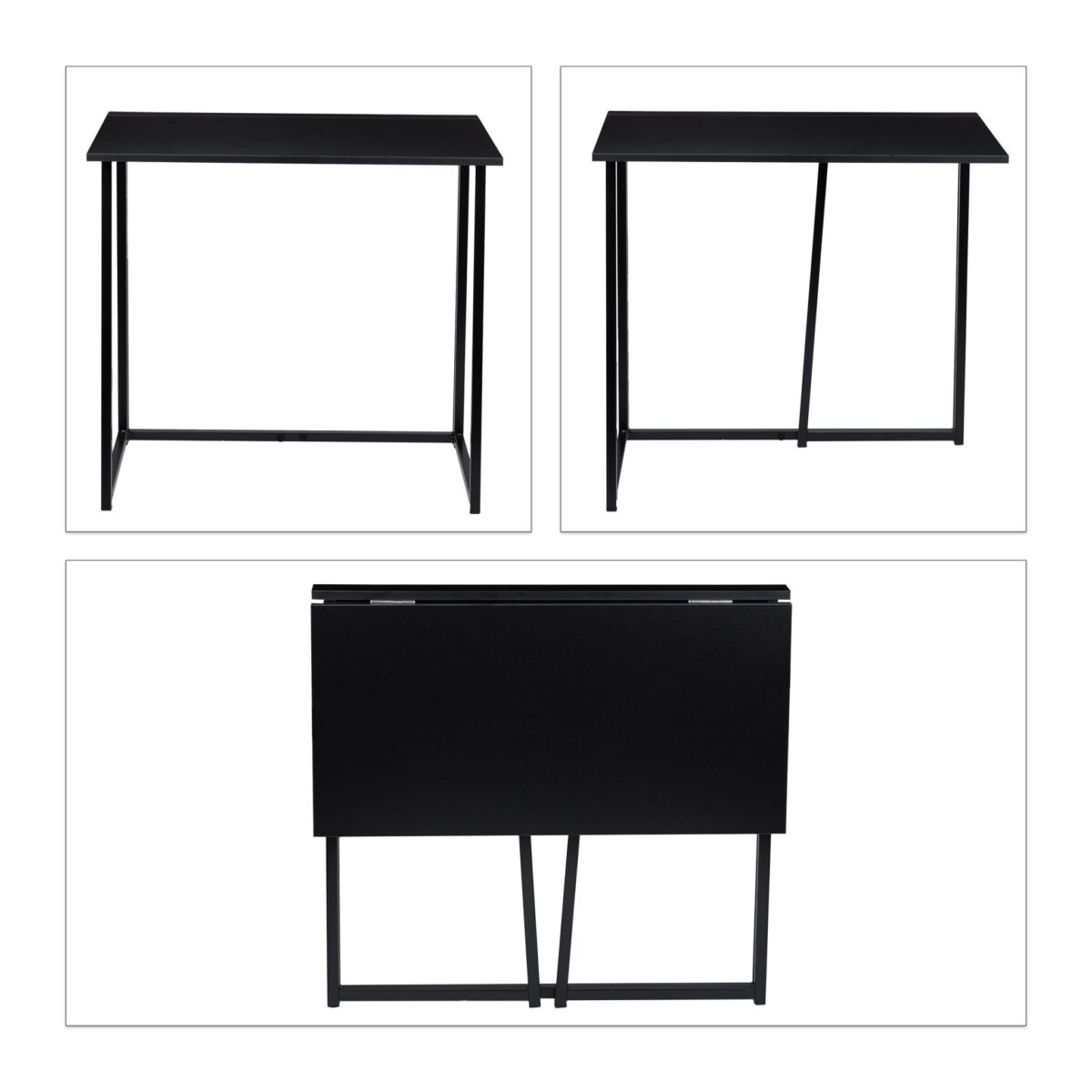Birou pliabil, design modern, negru, 74,5 x 80 x 45 cm - imagine 4