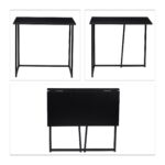 Birou pliabil, design modern, negru, 74,5 x 80 x 45 cm - imagine 4