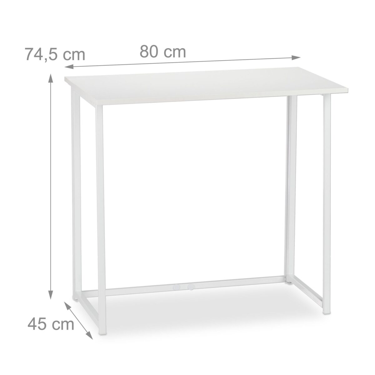 Birou pliabil, design modern, alb, 74,5 x 80 x 45 cm - imagine 4