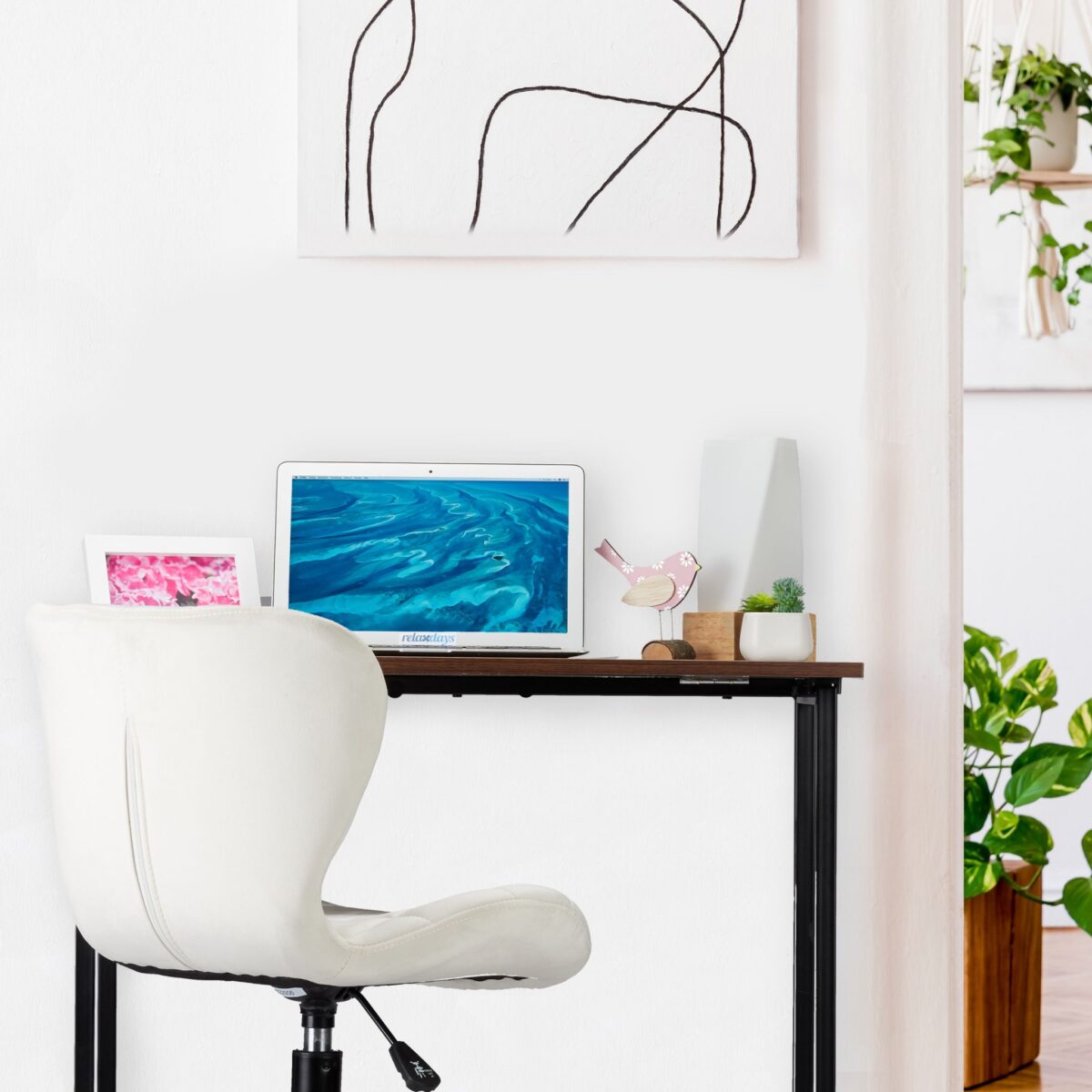 Birou pliabil, design modern, alb, 74,5 x 80 x 45 cm - imagine 5