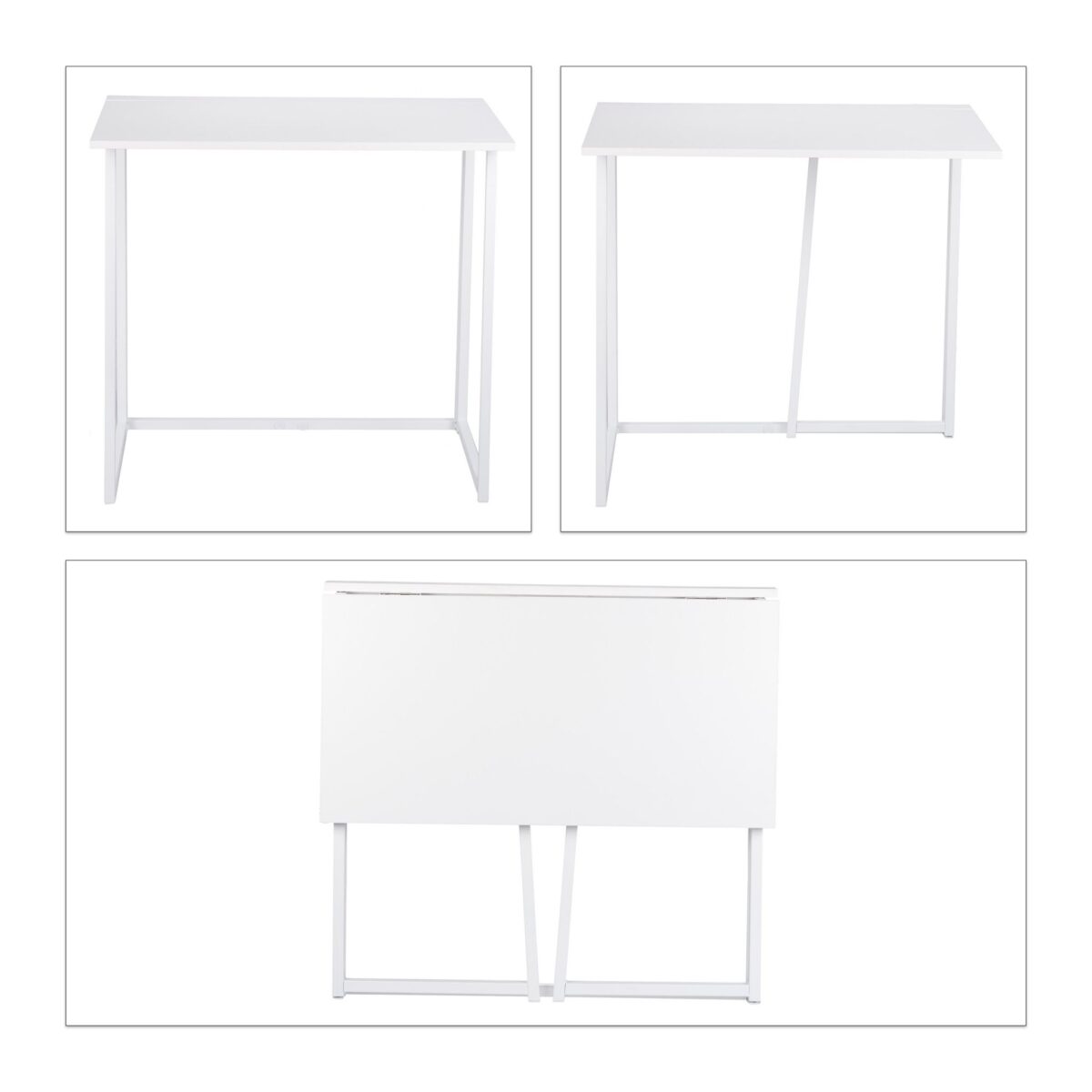 Birou pliabil, design modern, alb, 74,5 x 80 x 45 cm - imagine 6