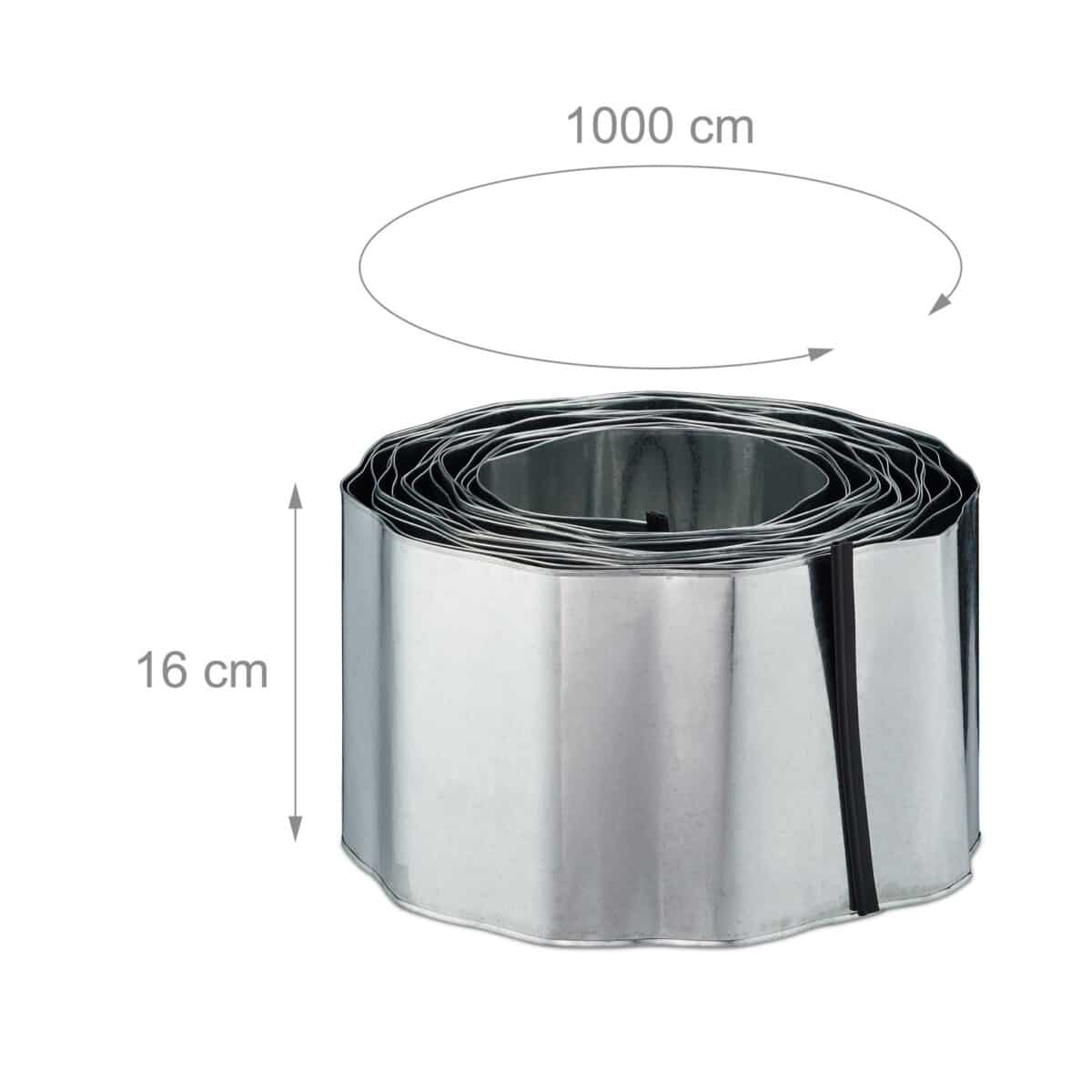 Bordura separatoare pentru gazon, 10 m, fier galvanizat, argintiu - imagine 2