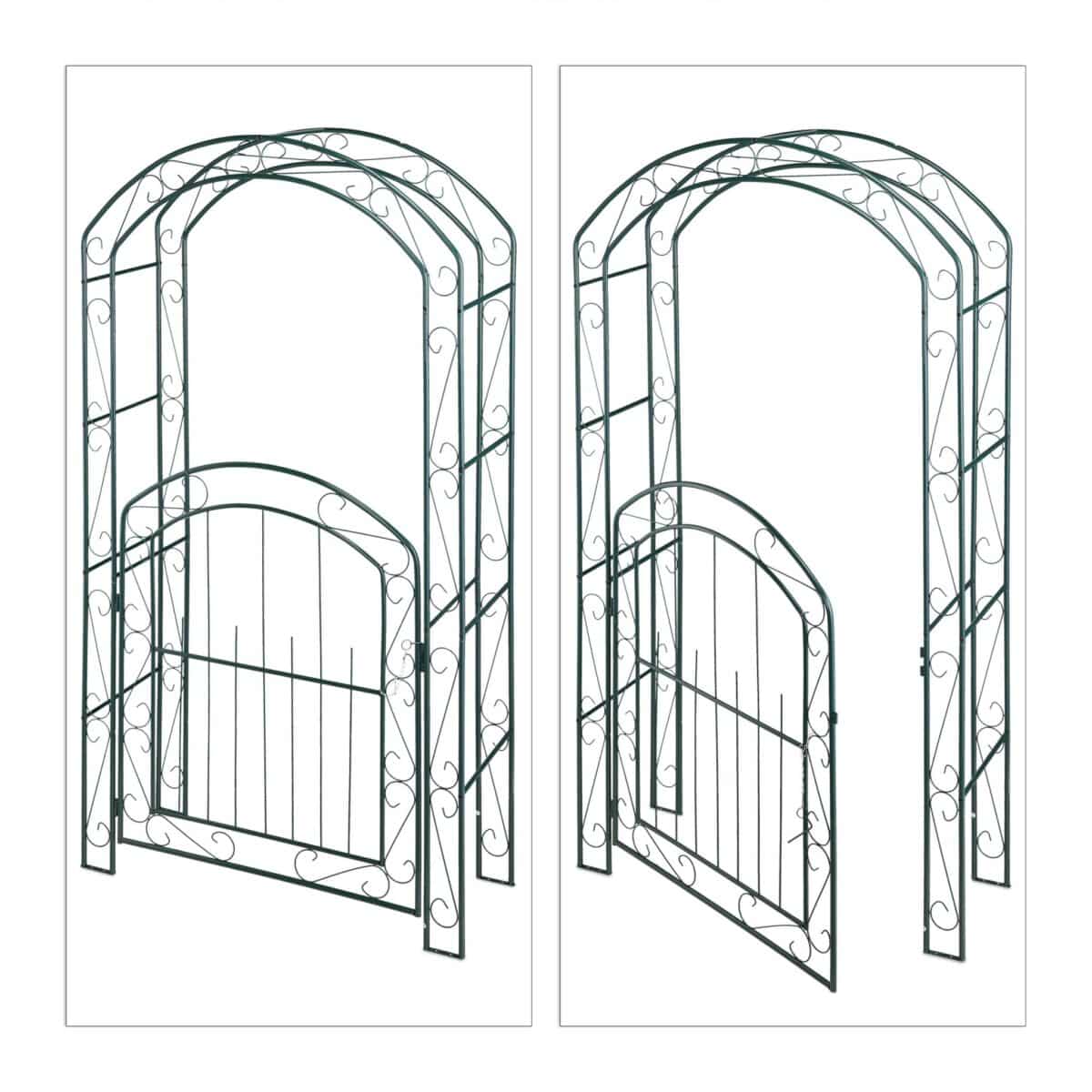 Arcada metalica pentru flori cataratoare, Relaxdays, verde inchis, 215 x 115 x 43 cm - imagine 6