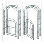 Arcada metalica pentru flori cataratoare, Relaxdays, verde inchis, 215 x 115 x 43 cm - imagine 6