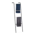 Suport prosoape tip scara, 4 trepte,160 x 40 x 26 cm, negru