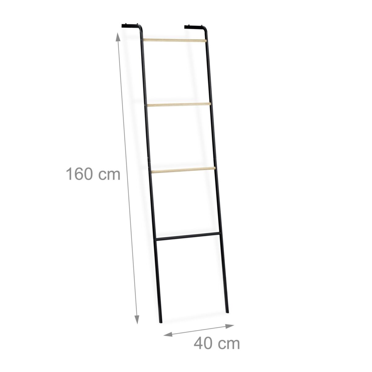Suport prosoape tip scara, 4 trepte,160 x 40 x 26 cm, negru - imagine 4