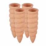 Set 4 conuri mici, de lut, pentru irigatii plante, 16,5 x 5 cm, natur