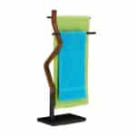 Suport prosoape, doua brate, negru/maro, 85 x 43,5 x 20 cm