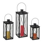 Set 3 felinare, dimensiuni diferite, interior-exterior, Relaxdays