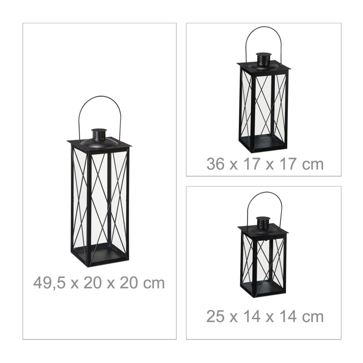 Set 3 felinare, dimensiuni diferite, interior-exterior, Relaxdays - imagine 5