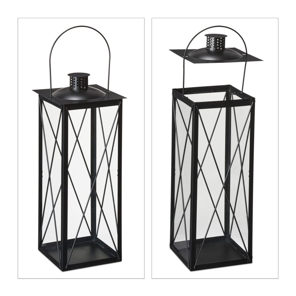 Set 3 felinare, dimensiuni diferite, interior-exterior, Relaxdays - imagine 7