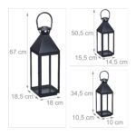Set 3 felinare, dimensiuni diferite, interior - exterior, Relaxdays - imagine 4