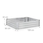 Gard decorativ pentru flori, pat gradina, fier galvanizat, argintiu, 30 x 120 x 90 cm - imagine 4