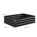 Gard decorativ pentru flori, pat gradina, fier galvanizat, negru, 30 x 120 x 90 cm - imagine 3