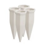 Set 4 conuri mari, de lut, pentru irigatii plante, 14 x 5,5 x 5,5 cm, alb