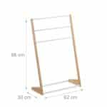 Suport prosoape, din otel si bambus, 3 brate, alb/maro, 98 x 62 x 30 cm - imagine 4