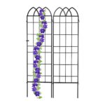 Set 2 spaliere pentru plante si flori cataratoare, otel, Relaxdays, 183 x 51 cm, negru