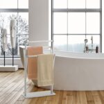 Raft metalic pentru prosoape, 3 bare, 86,5 x 50 x 20 cm, argintiu - imagine 3