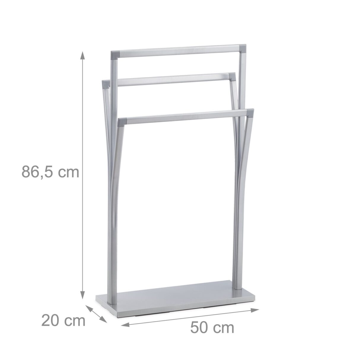 Raft metalic pentru prosoape, 3 bare, 86,5 x 50 x 20 cm, argintiu - imagine 5