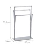 Raft metalic pentru prosoape, 3 bare, 86,5 x 50 x 20 cm, argintiu - imagine 5