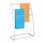 Suport metalic pentru prosoape, 3 brate, 87 x 58 x 29,5 cm, alb/maro
