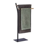 Raft metalic pentru prosoape, 2 bare, 88 x 46,5 x 20 cm, natur/negru