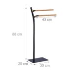Raft metalic pentru prosoape, 2 bare, 88 x 46,5 x 20 cm, natur/negru - imagine 5