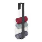 Suport prosoape metalic, pentru baie/bucatarie, 5 x 45 x 6 cm, negru