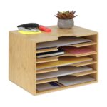 Suport documente, 5 compartimente, 23,5 x 32,5 x 24 cm, natur, din bambus