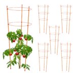 Set 6 spaliere pentru plante cataratoare si rosii, fier/plastic, Relaxdays, portocaliu
