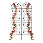 Set 2 arcade metalice de gradina, Relaxdays, negru, 180 x 50 cm