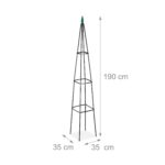 Arcada metalica pentru flori, Relaxdays, tip piramida, negru, 190 cm - imagine 2