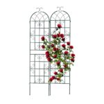 Set 2 arcade metalice de gradina, Relaxdays, negru, 220 cm